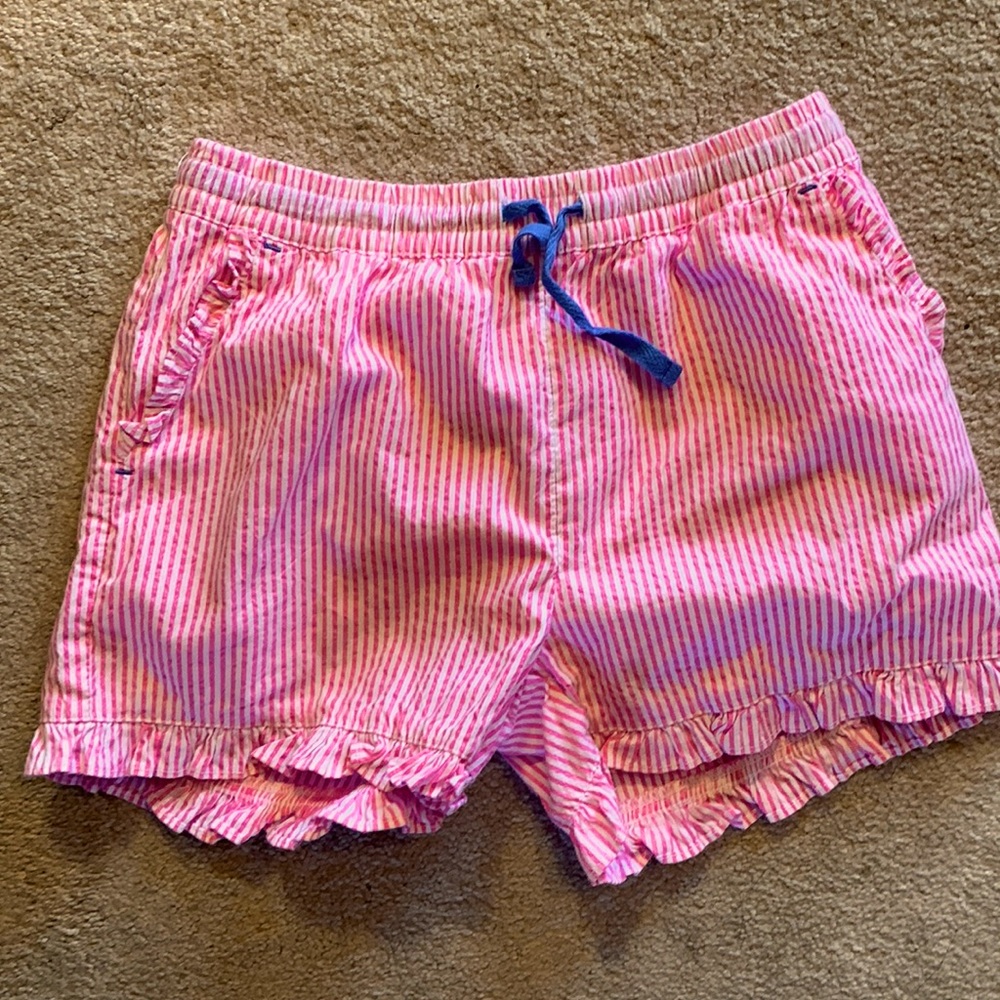 Mini Biden pink and white seersucker shorts